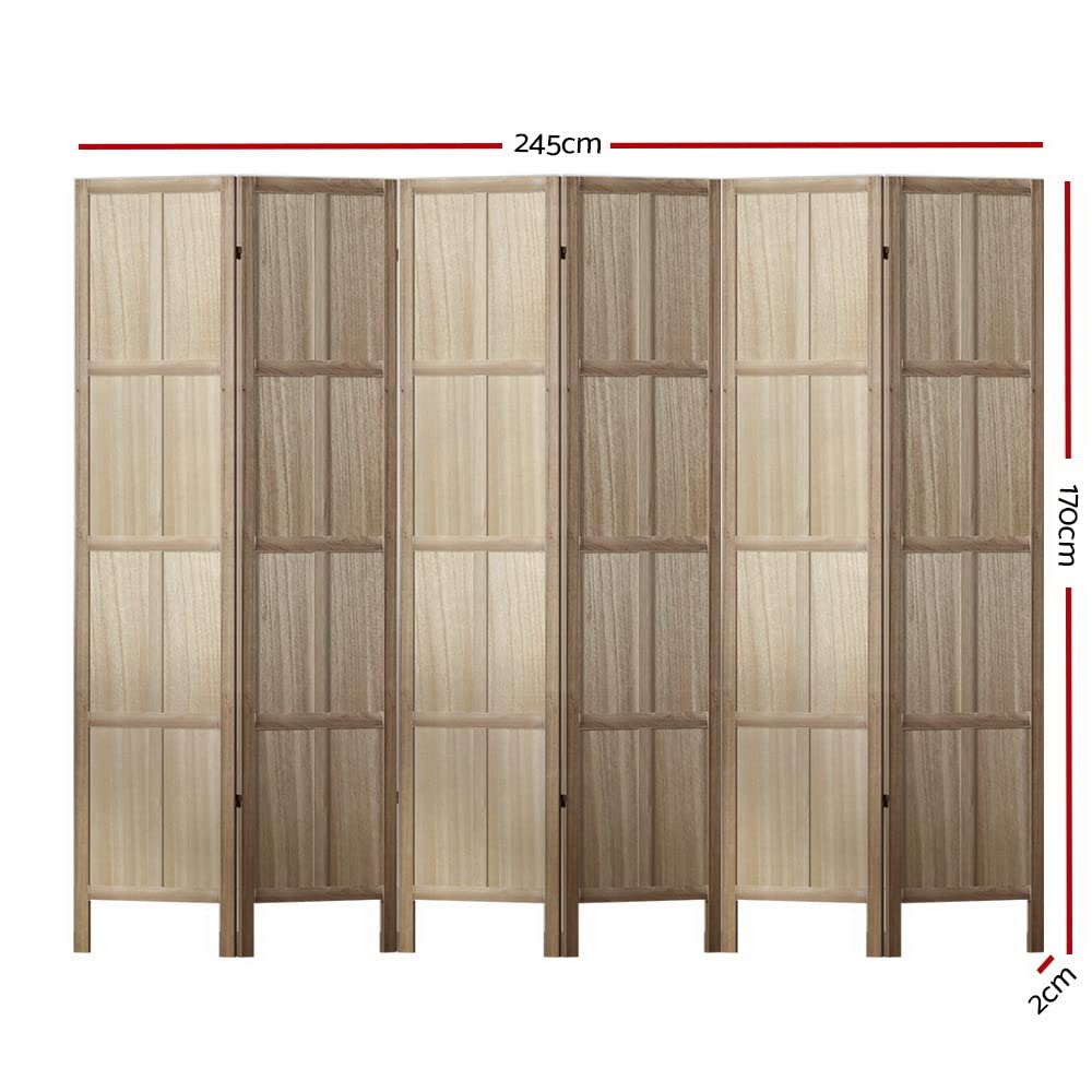 Room Divider Screen Privacy Wood Dividers Stand 6 Panel Brown