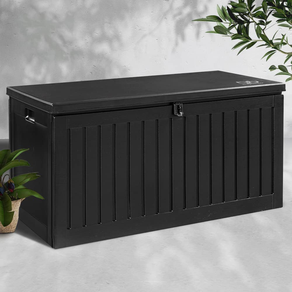 Gardeon Outdoor Storage Box Container Garden Toy Indoor Tool Chest Sheds 270L All Black