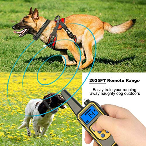 Dog Training Collar ,Long Range 2600ft Rechargeable Shock Collar ,100% Waterproof Dog Shock Collar with Remote and 4 Training Modes, Beep, Vibration , LED Light and Shock,0~99 Shock L (3 receivers)