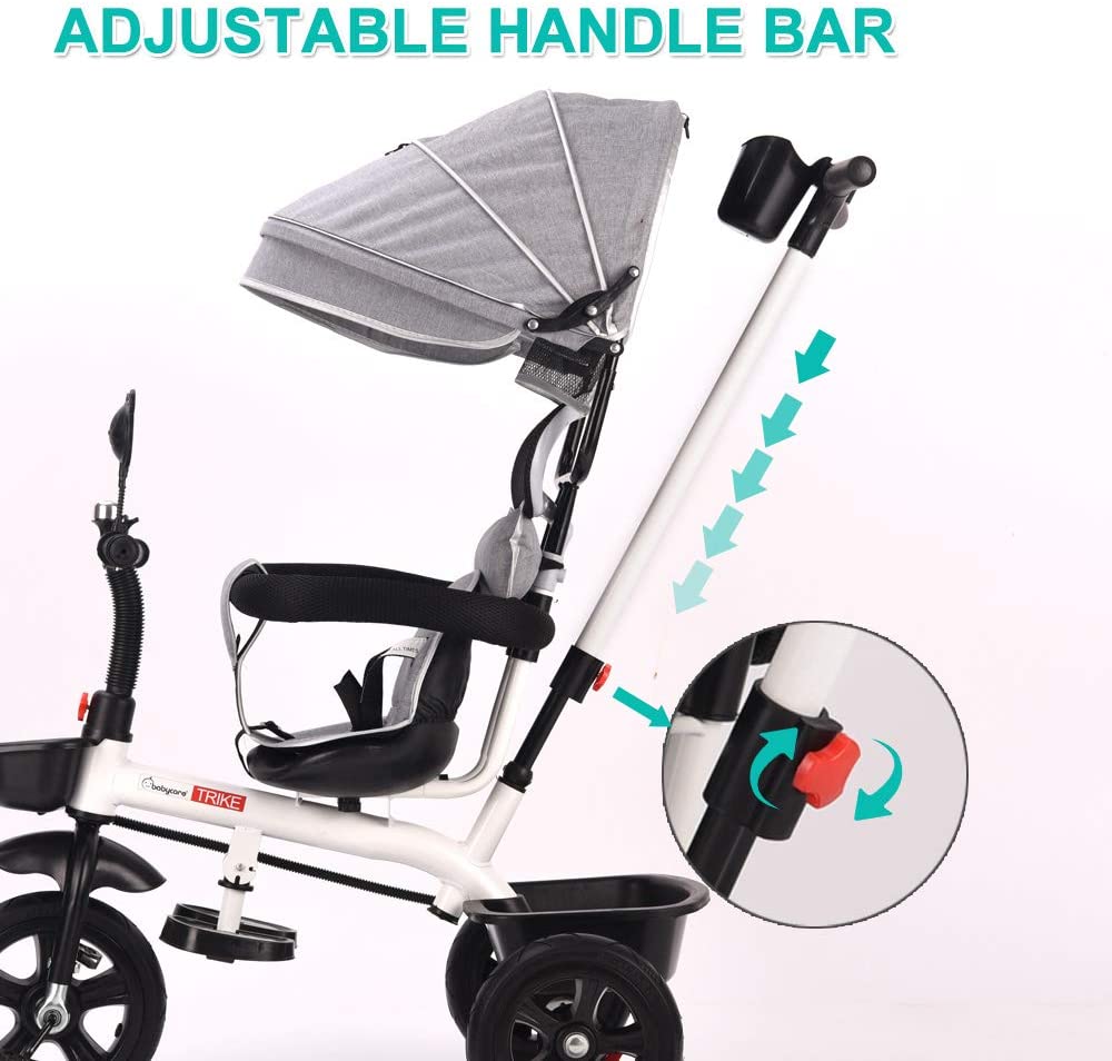 4 in 1 Baby Walker Kids Trike Tricycle Bike Children Bicycle Ride On Toy Safety Fence Adjustable Seat Handlebar