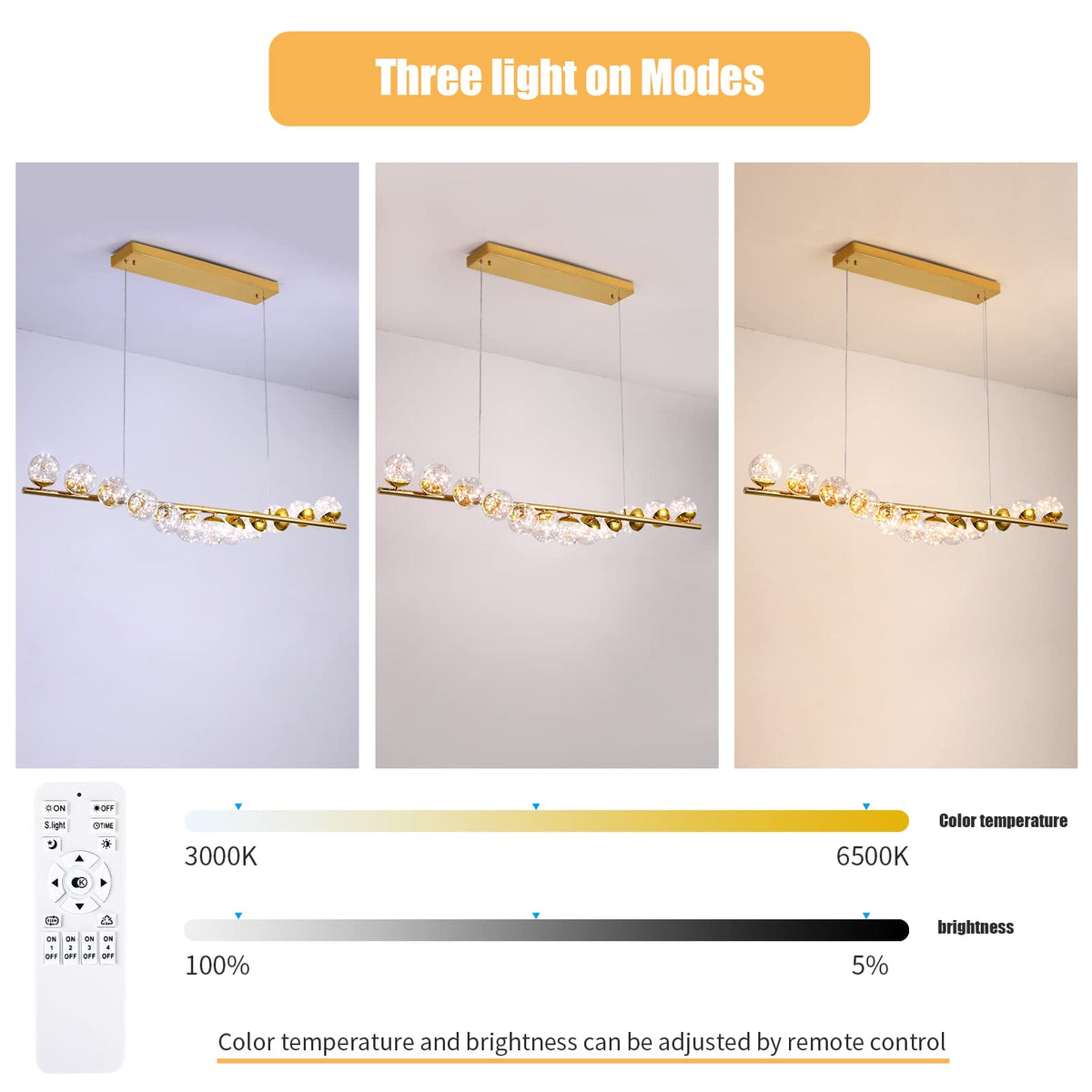 Modern Sputnik Chandelier 12 Lights LED Clear Glass Globe Pendant Light Dimmable LED Chandeliers Ceiling Light Gold Brass Chandeliers for Kitchen Island Dining Room Living Room