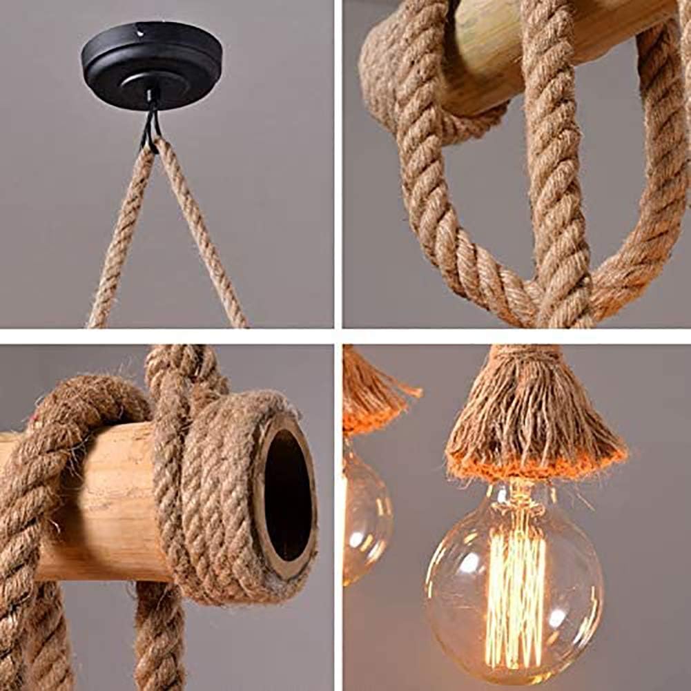 Hemp Rope Vintage Pendant Lighting Mid Century Chandelier 5 Lights Adjustable Ceiling Light Fixture for Hallway Kitchen Dining Room-Hemp Rope 5 Lights Commemoration Day