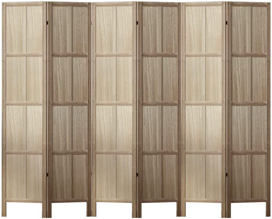 Room Divider Screen Privacy Wood Dividers Stand 6 Panel Brown