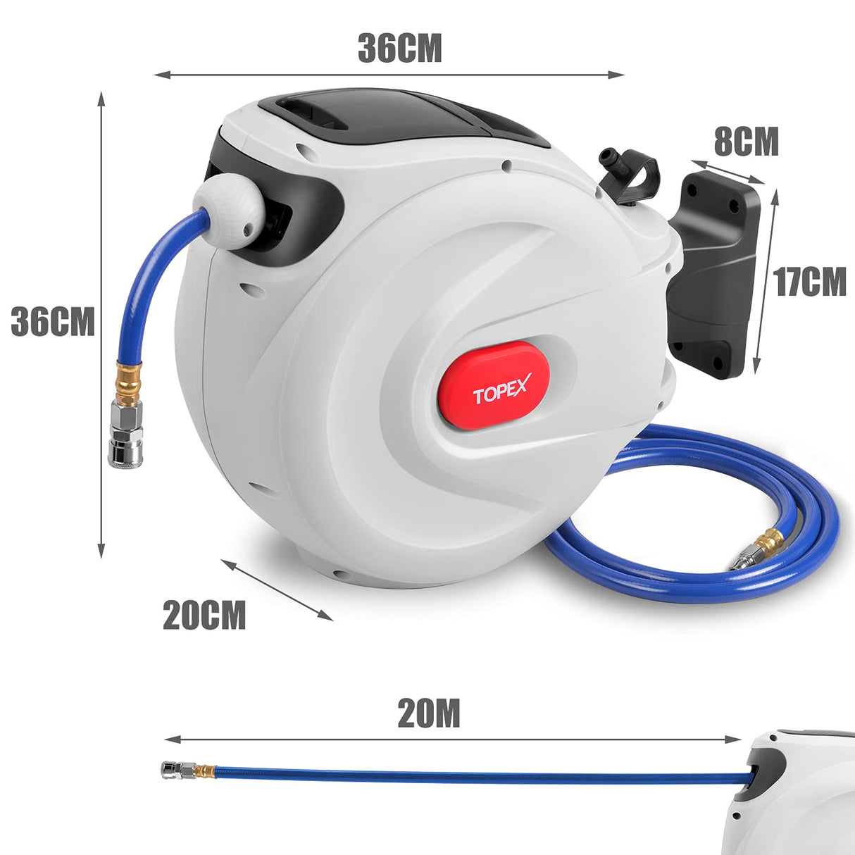 20m Air Hose Reel Nitto Quick Fitting Retractable Auto Rewind Any Position Stop for Spray Gun Nail Gun Air Ratchet