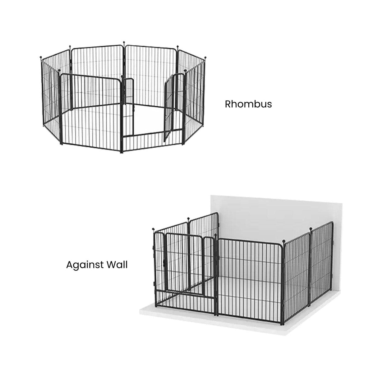 8-Panel 32-Inch Foldable Metal Dog Playpen – Black