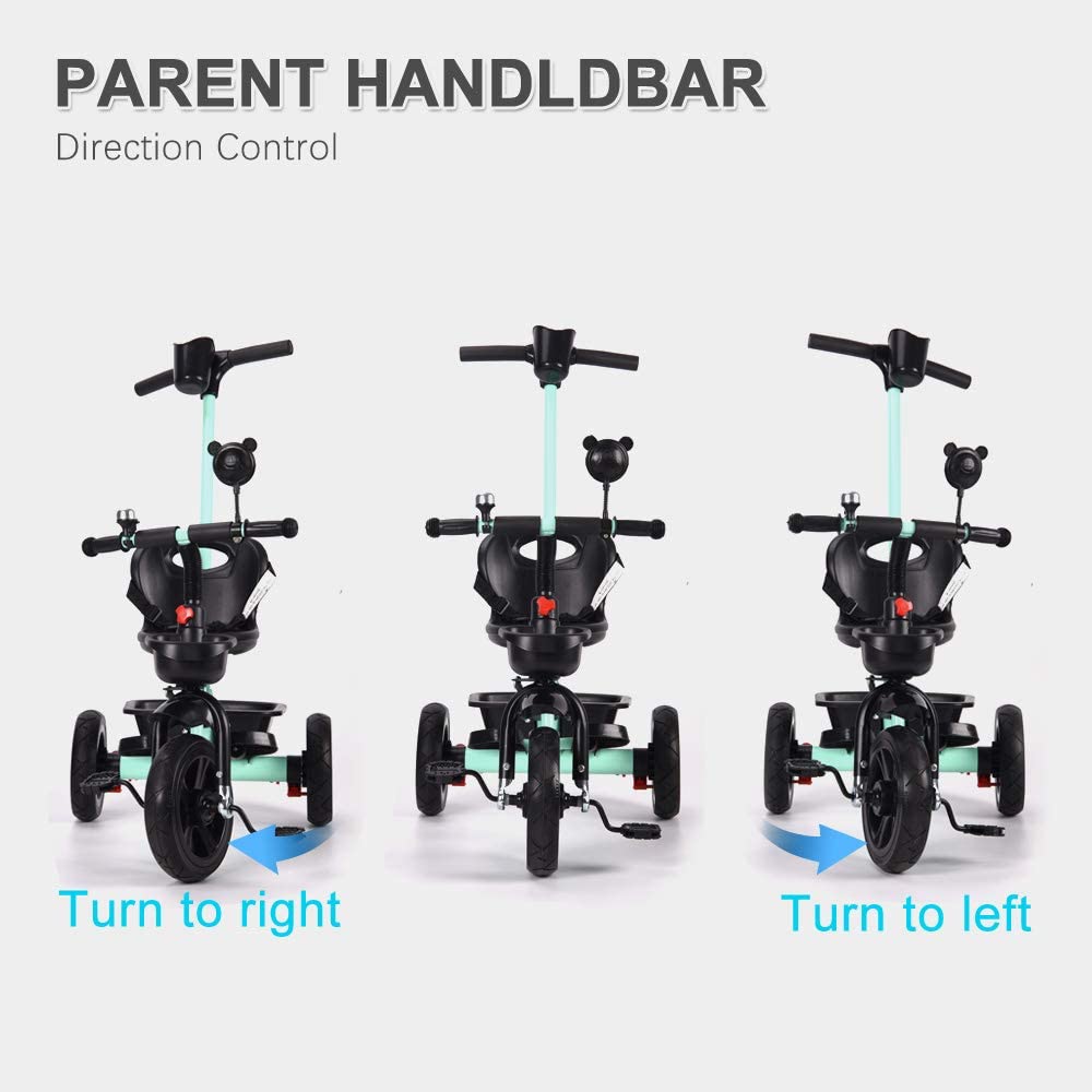 2 in 1 Kids Push Along Tricycle Baby Toddler Trike Bike 3 Wheel Ride On Toy