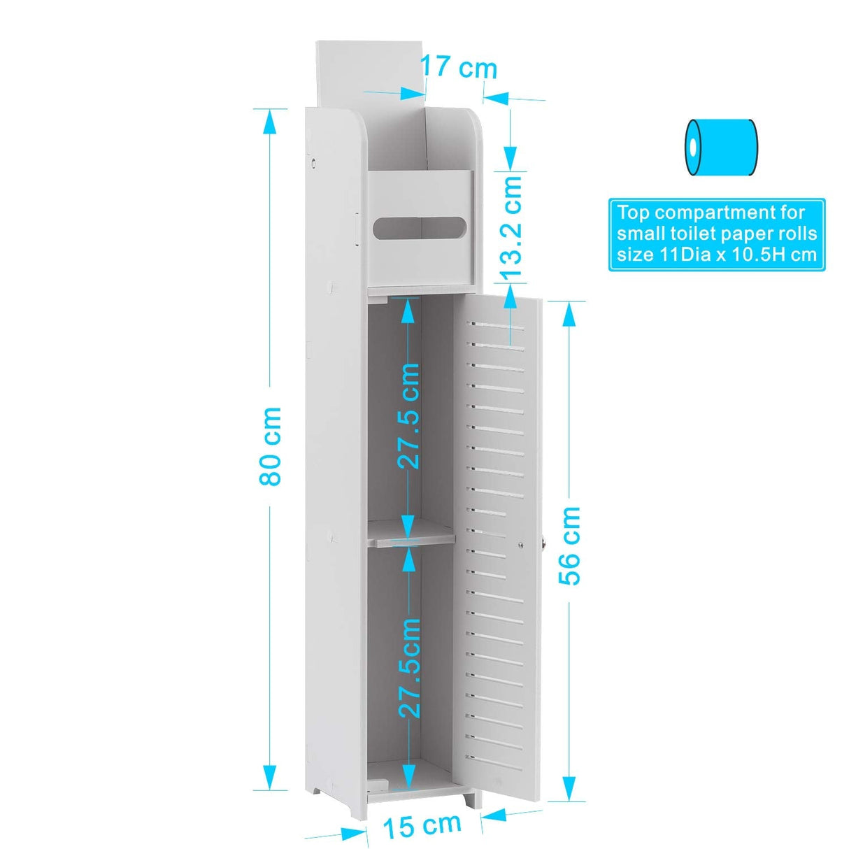 Toilet Roll Holder, Toilet Paper Roll Holder with Slim Shelf, Over Toilet Storage for Toilet Paper Bulk, Narrow Shelf for Bathroom Accessories ,Bathroom Storage for Toilet Tissue, White by AOJEZOR