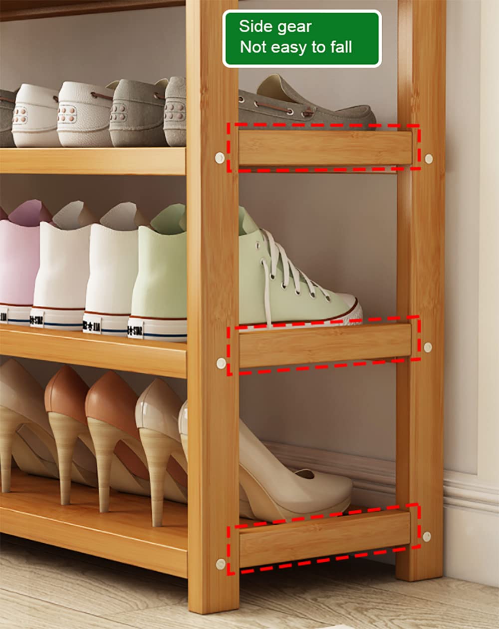 Bamboo Shoe Rack, 5 Tier Shoe Storage Stand Shelf Organizer, Wooden Plant Rack for Entryway, Hallway, Bedroom, Living Room, Bathroom, Corridor