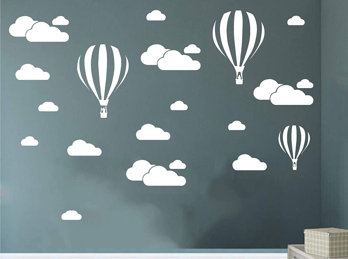 White Clouds & Hot Air Balloons Art Sticker