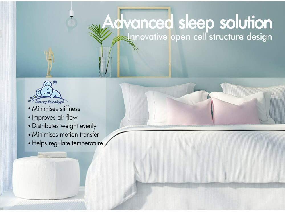 Memory Foam Mattress Topper with Bamboo Cover Cool Gel Infused 7 Zone 5cm Thickness Beddings Bed Topper Mat Pad with 8-Year Warranty