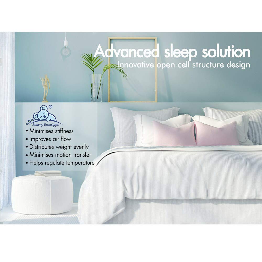 Memory Foam Mattress Topper with Bamboo Cover Cool Gel Infused 7 Zone 5cm Thickness Beddings Bed Topper Mat Pad with 8-Year Warranty