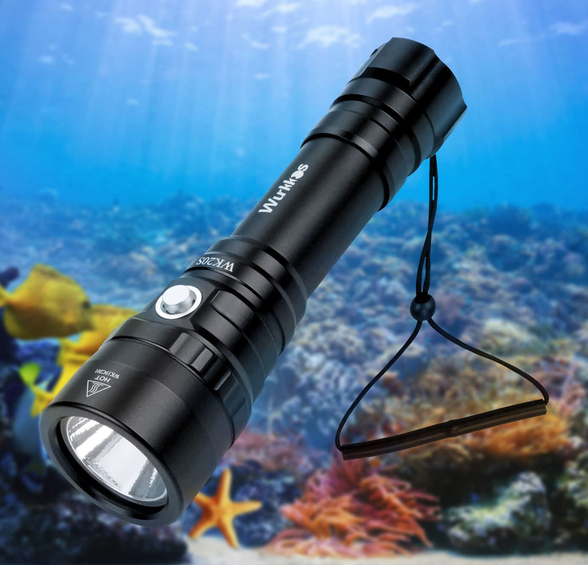 Dive Torch Max 2000 Lumen Dive Flashlight, IPX8 Waterproof Scuba Diving Torch, Submarine Flashlight with Luminus SST40 LED, Professional Snorkeling Light for Under Water Deep Sea Cave(5000K)