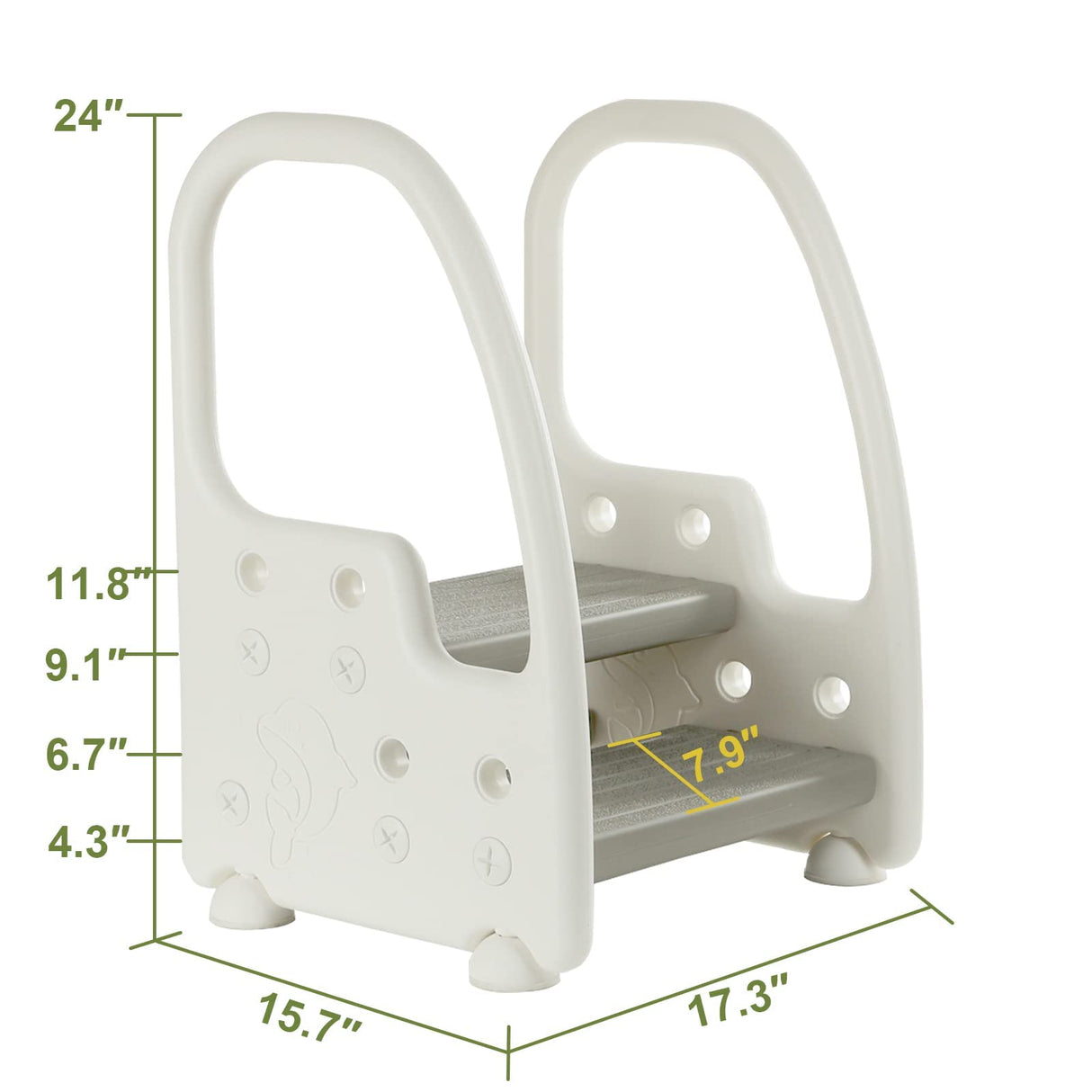 Step Stool for Kids,Toddler Step Stool with Handles and Non-Slip Steps, Two Step Stool for Toilet,Toddler Children Potty Training Kitchen Foot Stool,Gray