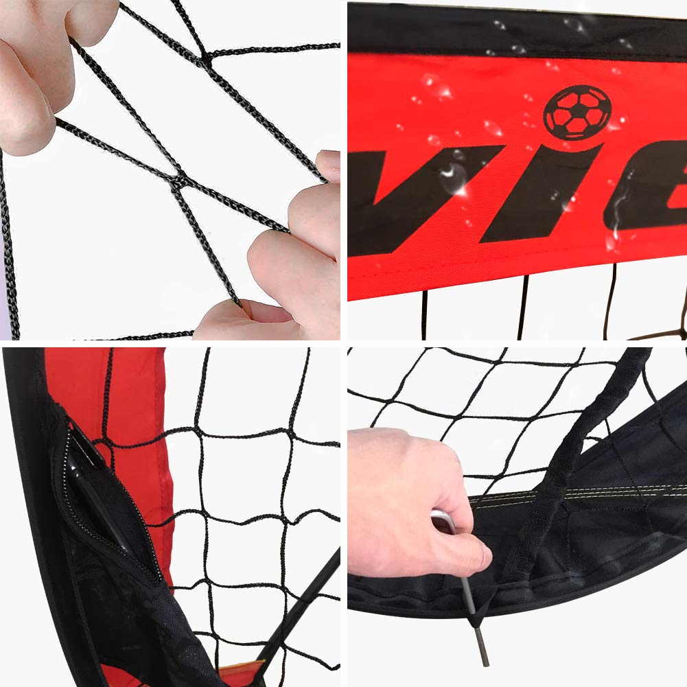 Pop Up Soccer Goals, Set of 2 Portable Kids Soccer Nets for Backyard Training and Team Game, 48x32 Inches Foldable Red/Black Goal Set with Carry Bag Includes Mesh Ball Compartment