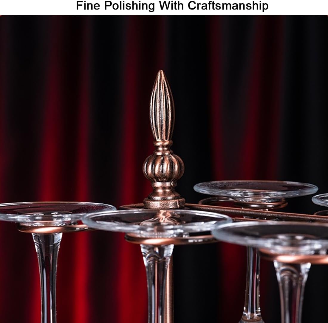 Wine Glass Holder Stand Wine Organiser Rack can Holds Up to 1 Decanter, 2 Bottles and 6 Glasses for Home Bar Furniture,Bronze