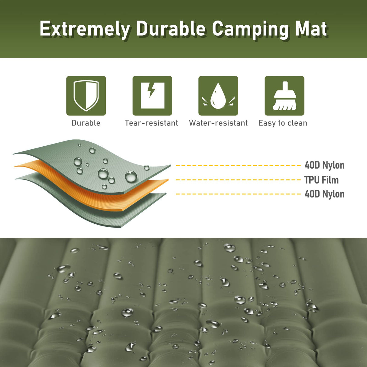 Double Sleeping Pad for Camping, 4" Ultra-Thick Self Inflating Camping Pad 2 Person with Pillow Built-in Foot Pump Camping Sleeping Mat for Backpacking, Hiking, Portable Camping Pad