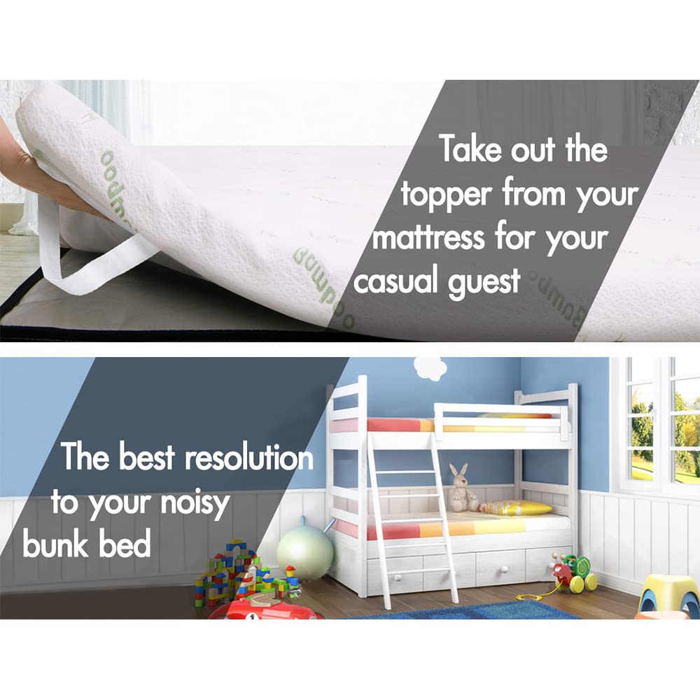 Memory Foam Mattress Topper with Bamboo Cover Cool Gel Infused 7 Zone 5cm Thickness Beddings Bed Topper Mat Pad with 8-Year Warranty