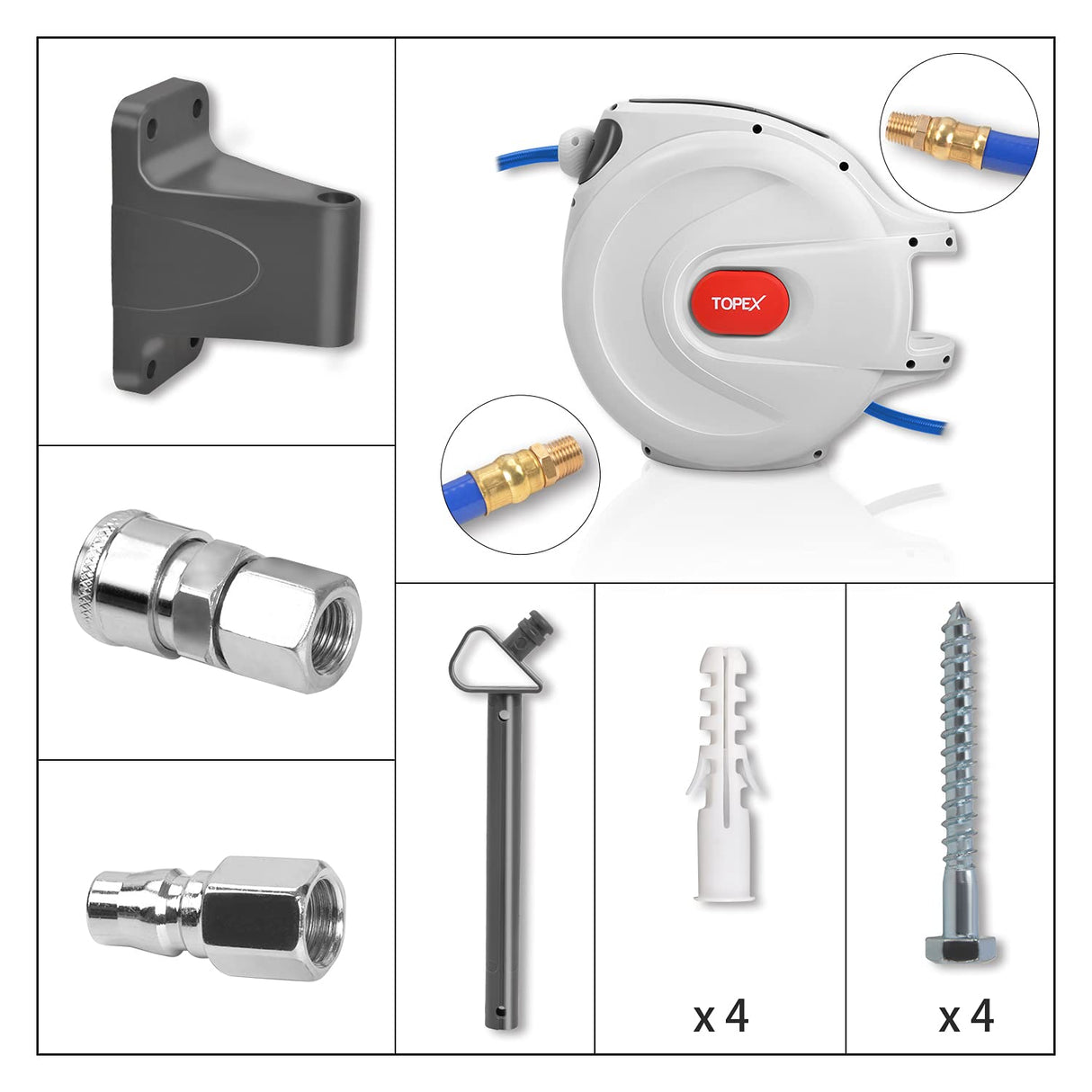 20m Air Hose Reel Nitto Quick Fitting Retractable Auto Rewind Any Position Stop for Spray Gun Nail Gun Air Ratchet