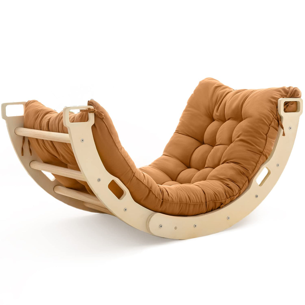 Kids Climber Arch Rocker with Cushion Pad Black,Montessori Climber Indoor Climbing Toys for Kids, Arch Climber Wooden Indoor Playground for Climbing (Small Arch Climbing with Cushion)