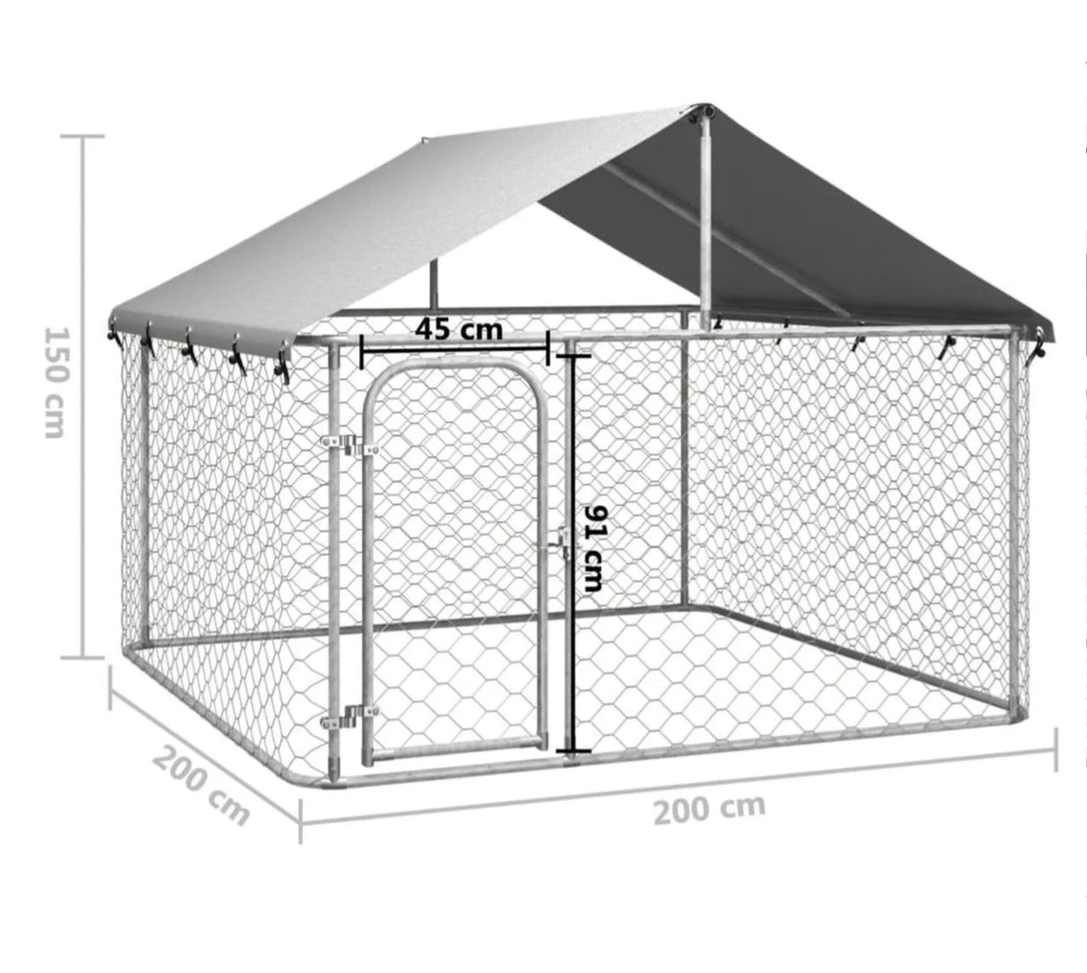 Outdoor Dog Kennel with Roof 200x200x150 cm.