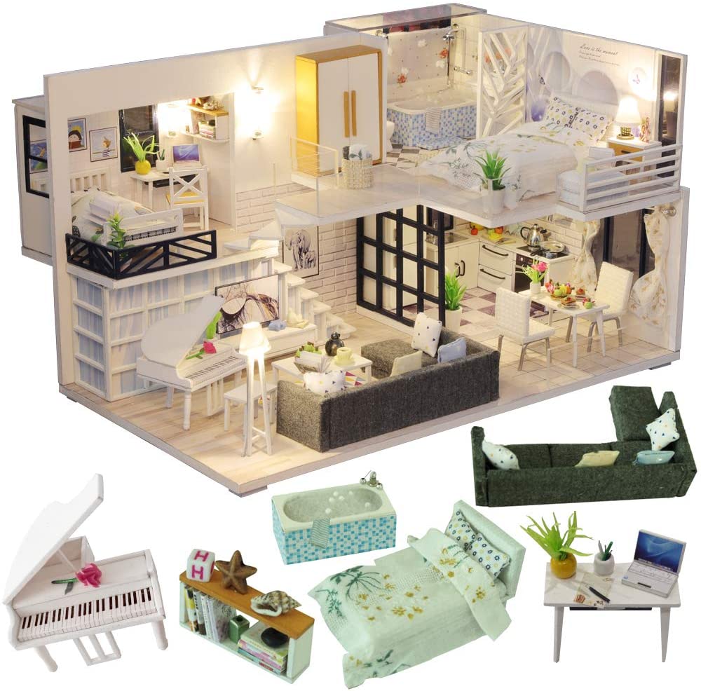 DIY Dollhouse Miniature with Furniture Kit