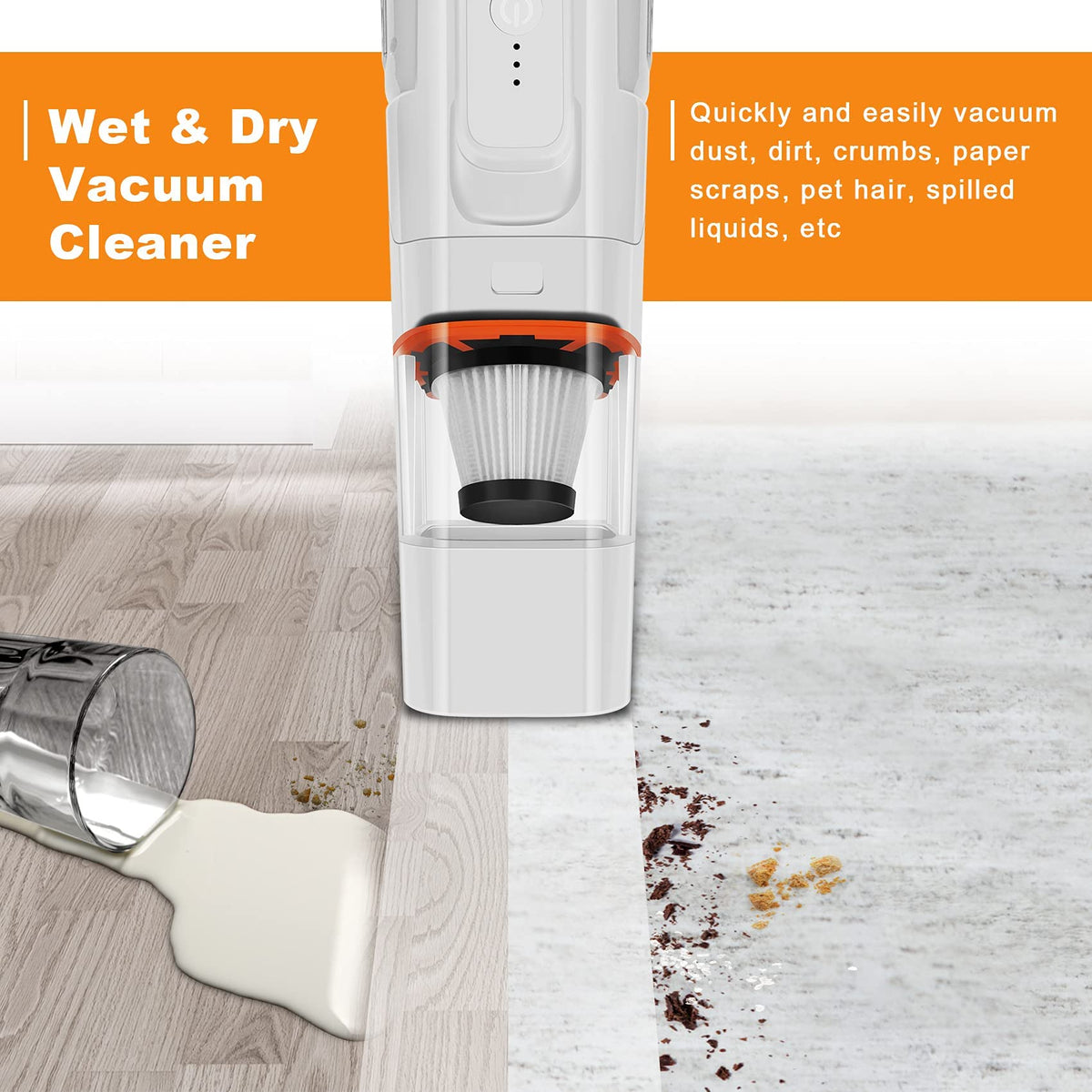 Car Vacuum, 2 Speed Handheld Vacuum, 7500Pa Strong Power Suction,2000mAh Battery Rechargeable,Auto Portable Lightweight Handheld Vacuum Cordless for Car Home Office,Wet & Dry Clean