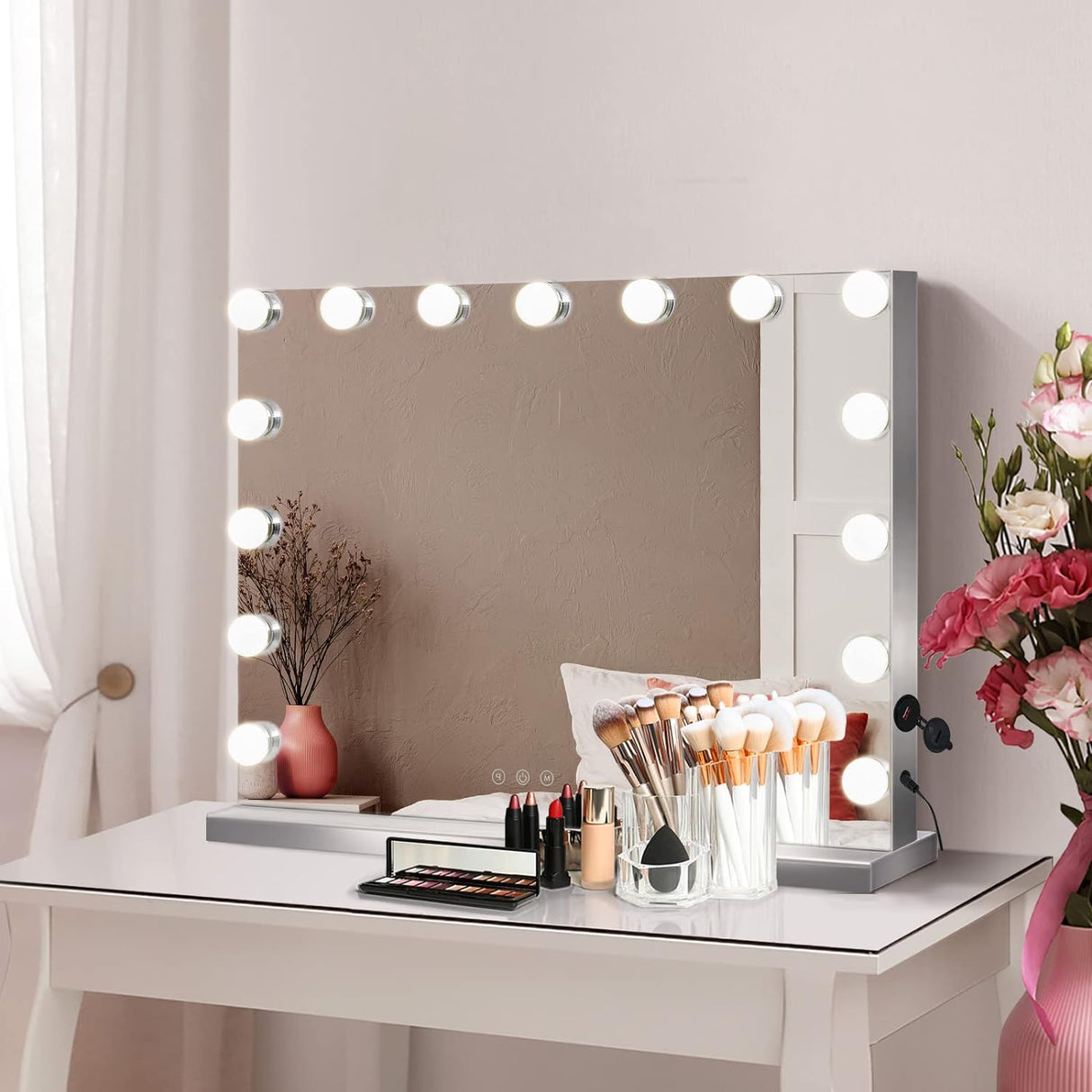 Makeup Mirror Hollywood With Light Stand Wall Mounted Mirrors Vanity