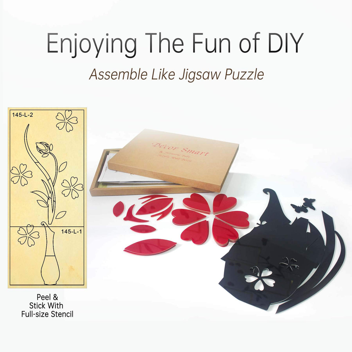 3d Vase Wall Murals for Living Room Bedroom Sofa Backdrop Tv Wall Background Originality Stickers Gift DIY Wall Decal Wall Decor Wall Decorations (Red 59 X 23 Inches)