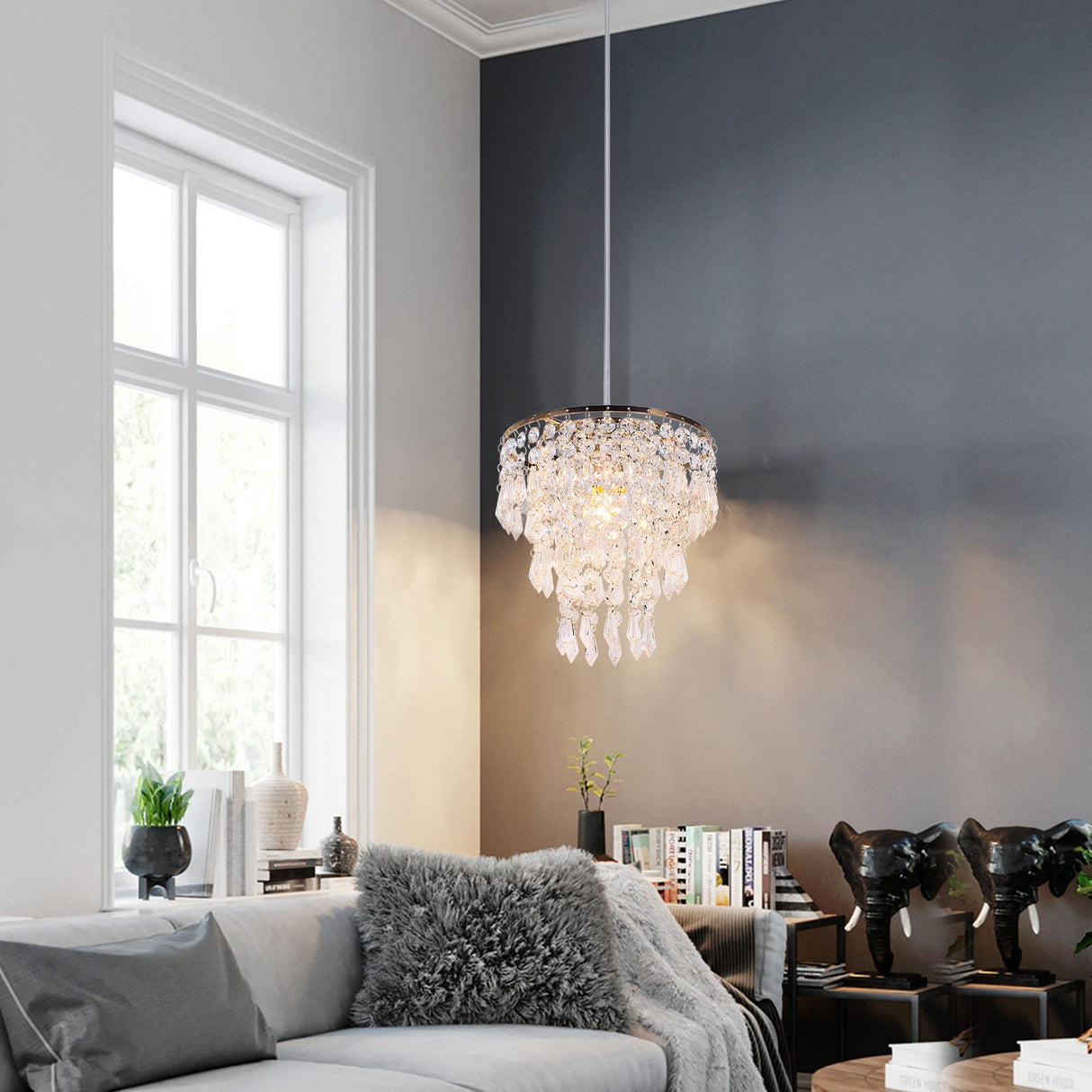 Mini Crystal Chandelier Pendant Ceiling Light Fitting Hallway Lights Ceiling Light Crystal Raindrop Chandelier for Bedroom Living Room Dining Room