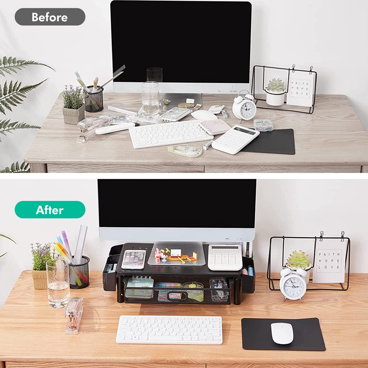 Zumist 3-Height Metal Monitor Riser with Drawer & Holders