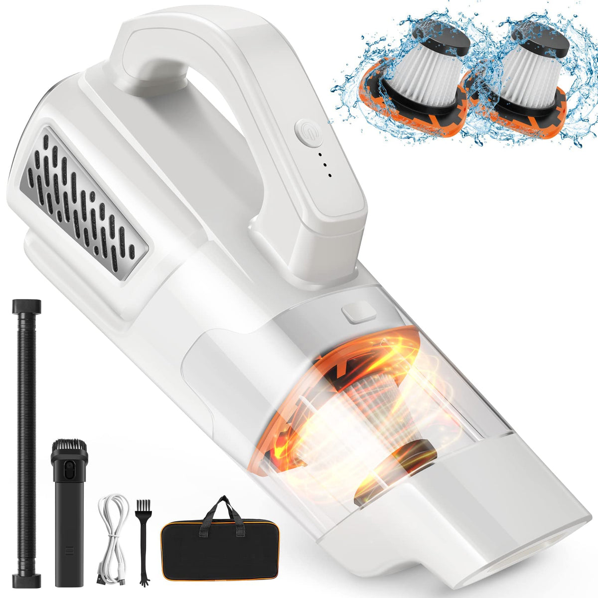 Car Vacuum, 2 Speed Handheld Vacuum, 7500Pa Strong Power Suction,2000mAh Battery Rechargeable,Auto Portable Lightweight Handheld Vacuum Cordless for Car Home Office,Wet & Dry Clean