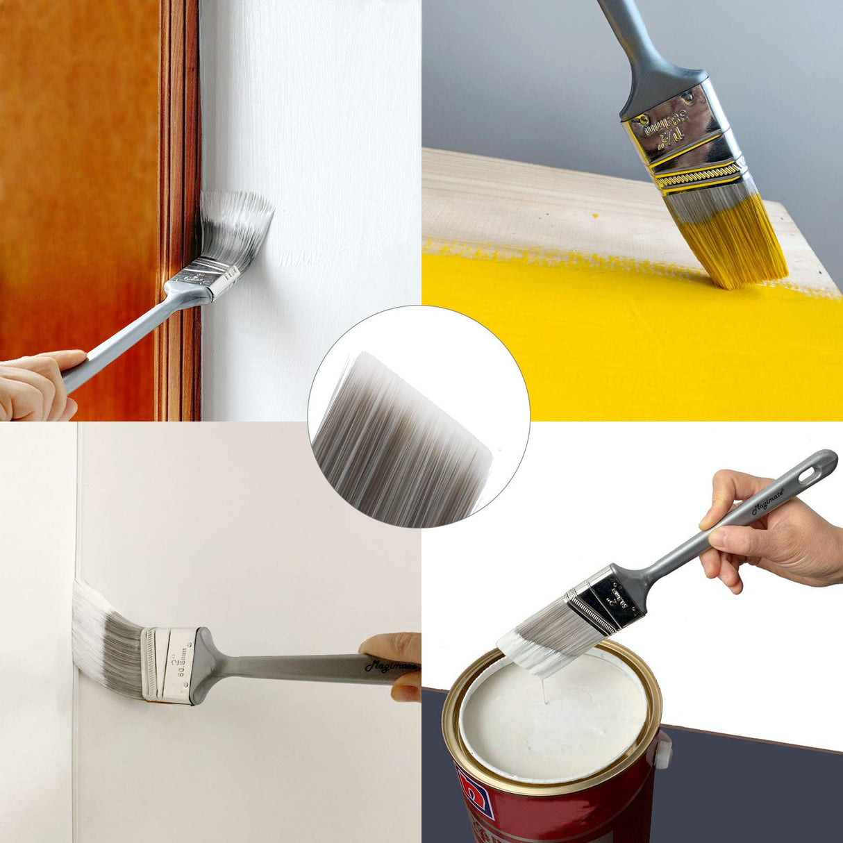 Paint Brushes Set, Angled Sash Stain Brushes Wall Flat Brushes for Arts and Home Improvement, Assorted Sizes (5-Pack)