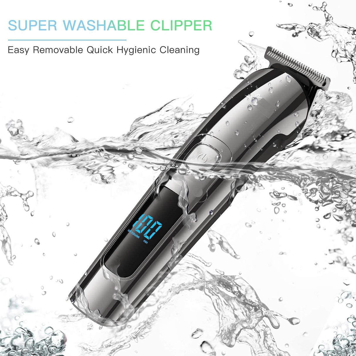 Beard Trimmer, Cordless Hair Clippers Hair Trimmer for Men, Waterproof Body Mustache Nose Ear Facial Cutting Groomer, Electric Shaver All in 1 Grooming Kit, USB Rechargeable & LED Display