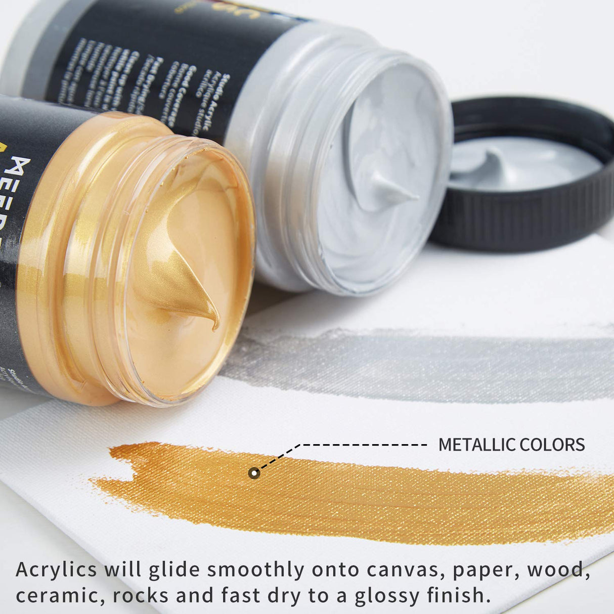 MEEDEN Acrylic Paint Set, 15 Colours 300ml/10.14 oz., Non-Toxic Acrylic Paints for Beginners and Artists to Create Art & DIY Projects on Canvas, Wood, Ceramics, Paper & Glass