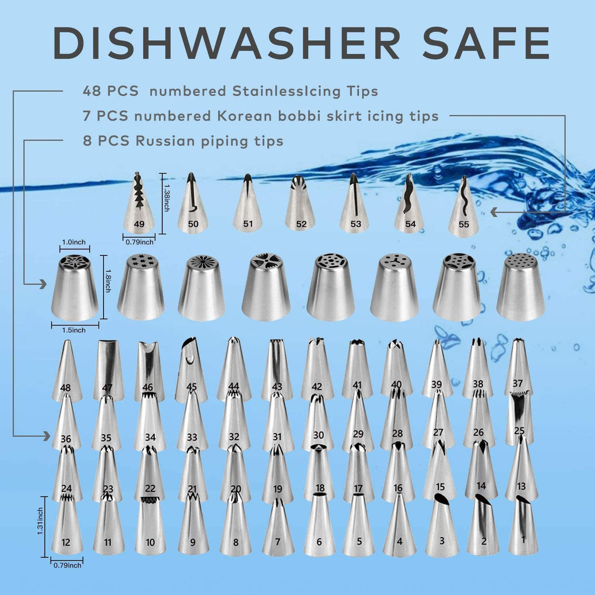 Cake Decorating Supplies Kit for Beginners, Set of 137, Baking Pastry Tools, 1 Turntable stand-55 Numbered Icing Tips with Pattern Chart, Angled Spatula, 8 Russian Piping nozzles-Baking Tools