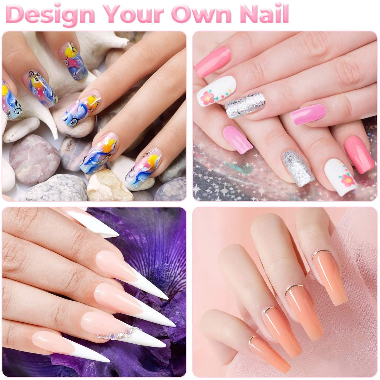 Poly Nail Gel Kit, 12 Colours Nail Gel Kit Enhancement Builder with 4 Temperature Color Changing Extension, 8 Regular Color Nail Extension, Slip Solution Trial Professional Technician Kit for DIY