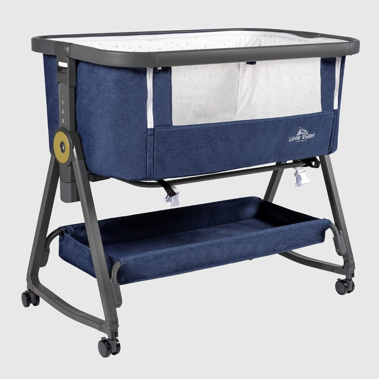 Baby bassinette with Mattress, Rocking Crib Co-Sleeping Cradle with Mosquito net (Blue)