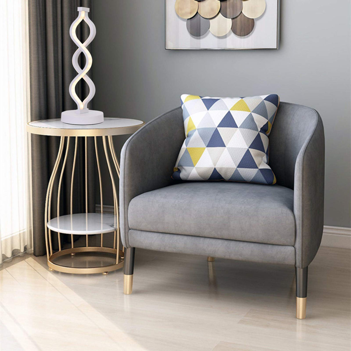 Spiral Light Lamp Dimmable LED Bedside Table Lamp