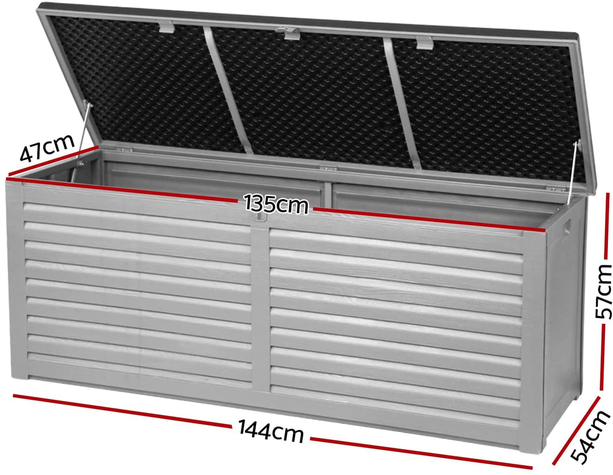 Gardeon Outdoor Storage Box Bench Seat Lockable Garden Deck Toy Tool Sheds 390L