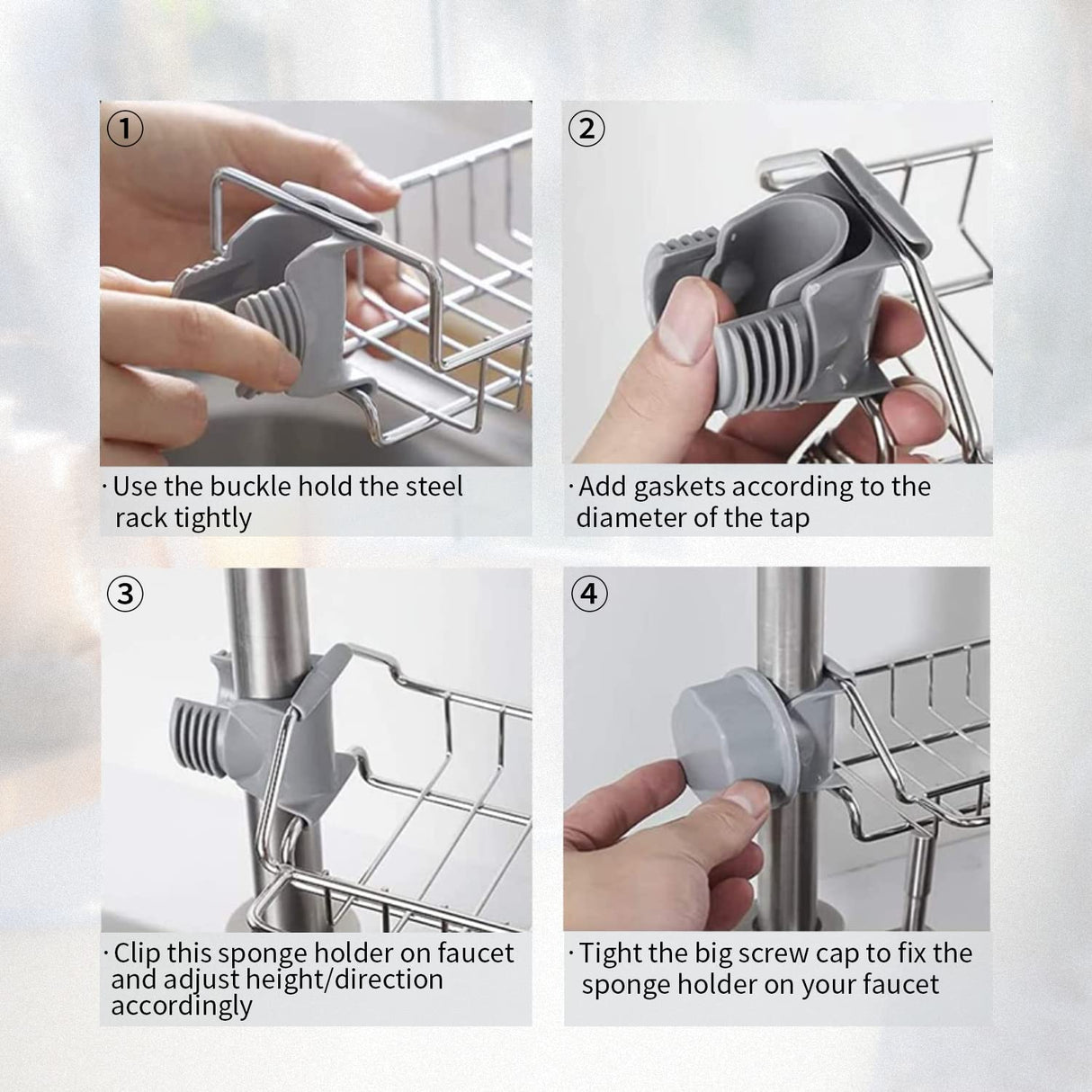 Sponge Holder Faucet Storage Rack Stainless Steel Drainer Sink Caddy Organizer for Kitchen Bathroom Accessories