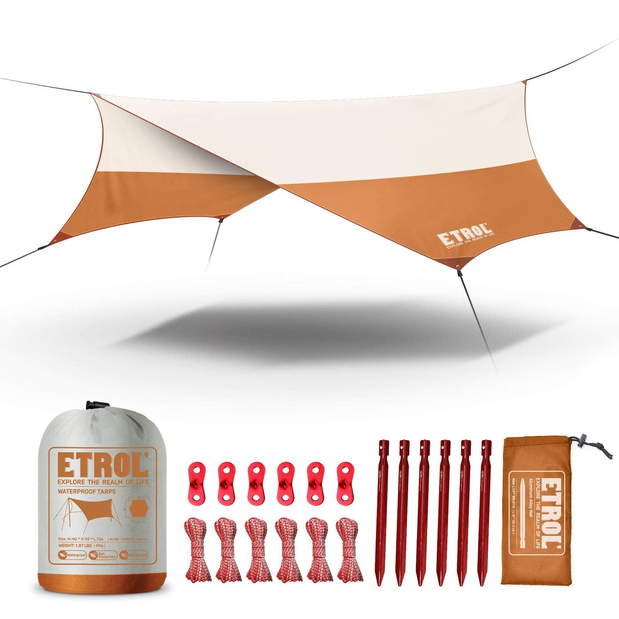 Waterproof Camping Hammock Tarp - 5 in 1 Multifunctional Rain Fly for Tent