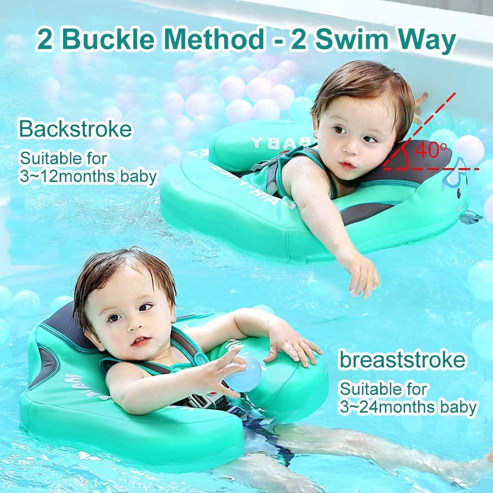 Baby Swim Float With Canopy, Non-Inflatable Solid Baby Float, Upgrade Soft Skin-friendly Fabric, With Adjustable Safety Strap, Material Infant Swim Float for Boys and Girls Compatible 13-40 Pounds Infant/Baby/Toddler