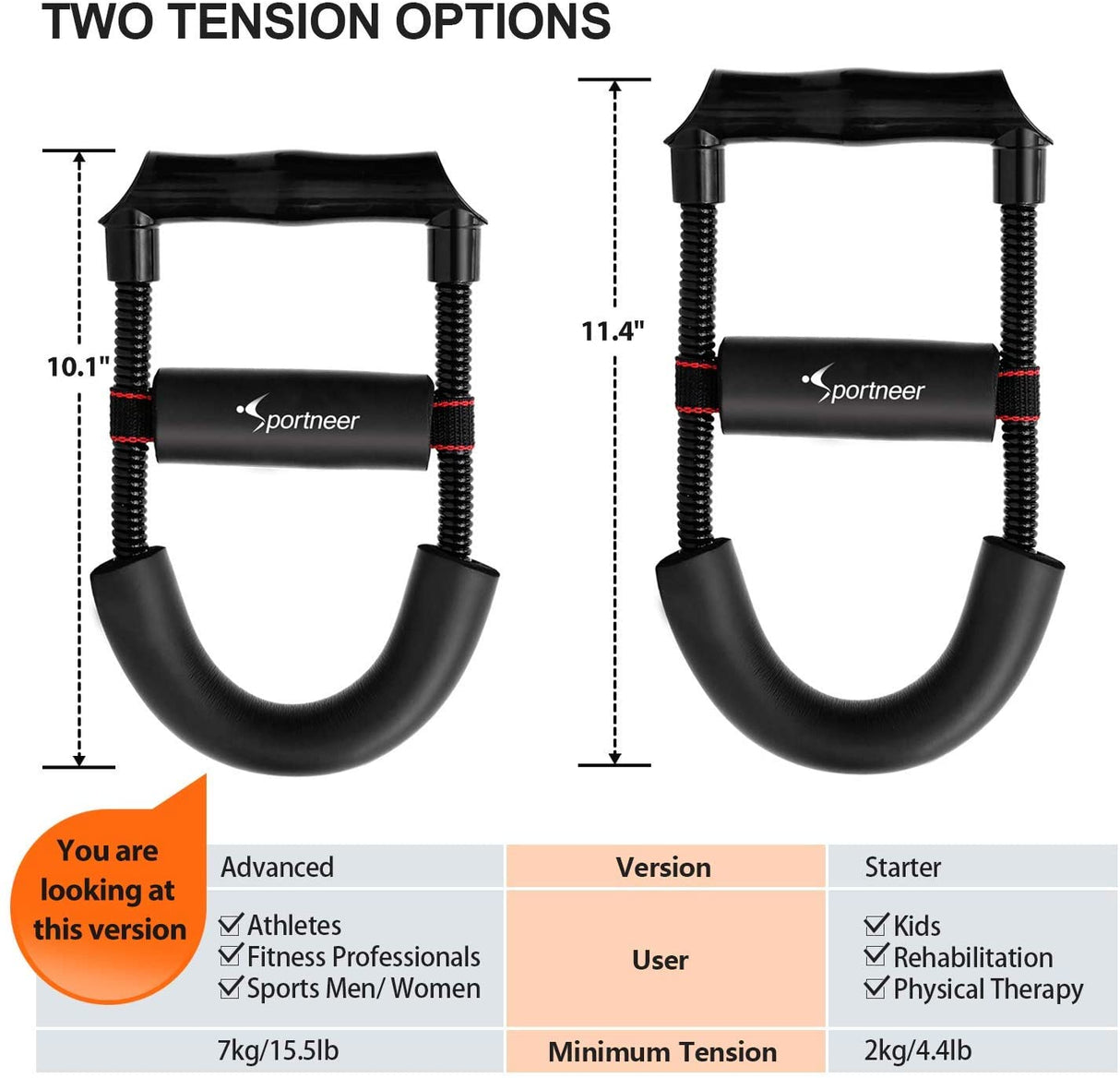 Hand Grip Strengthener, Sportneer Wrist and Forearm Exerciser Strengthener Strength Trainer Developer for Athletes Therapy, Home Gym Workout