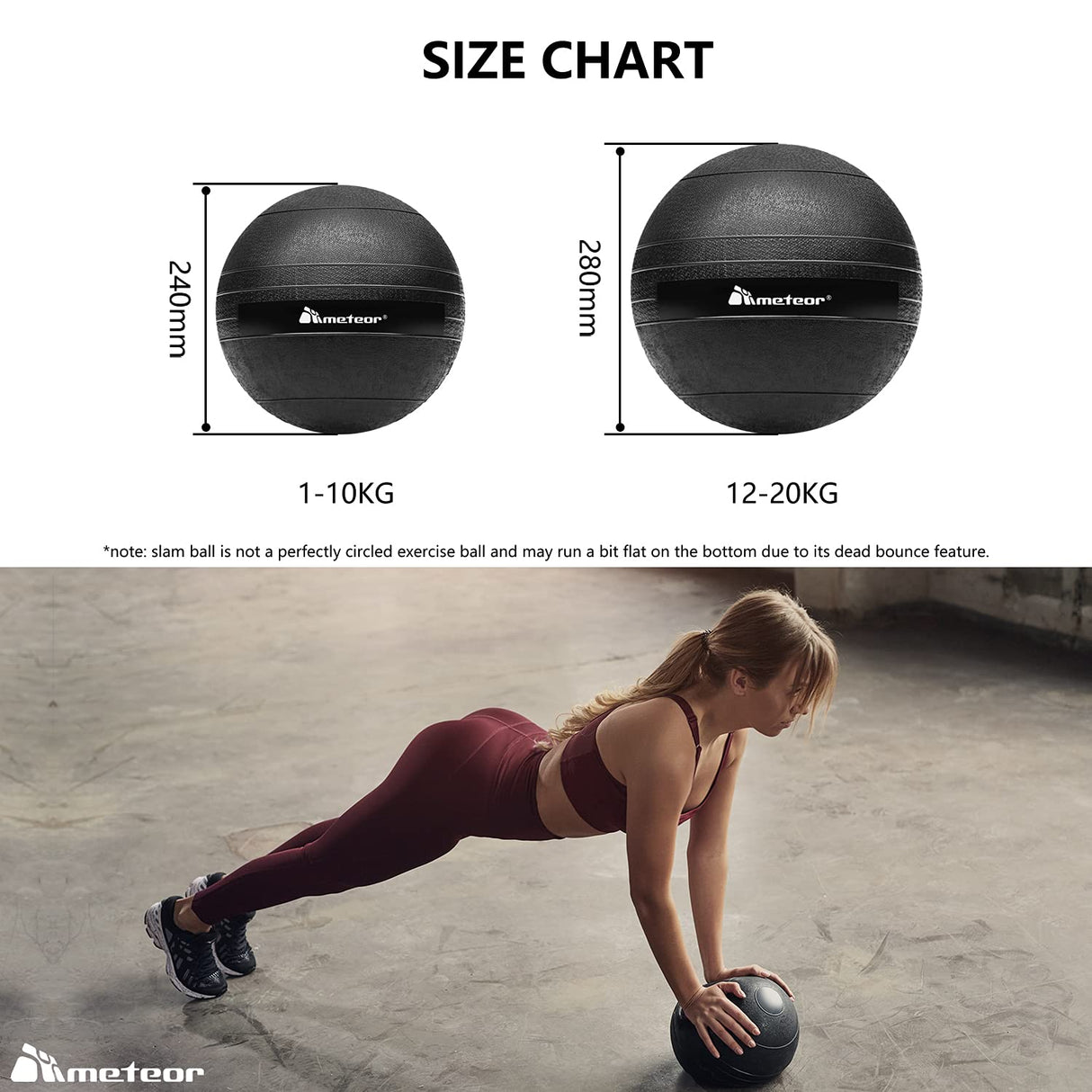 Meteor Dead Bounce Slam Ball with Thick Sheel for Explosive Strength, Crossfit Training, Muscle Growth, Workout, Resistance, Endurance, Agility, Gym, Home, Exercise