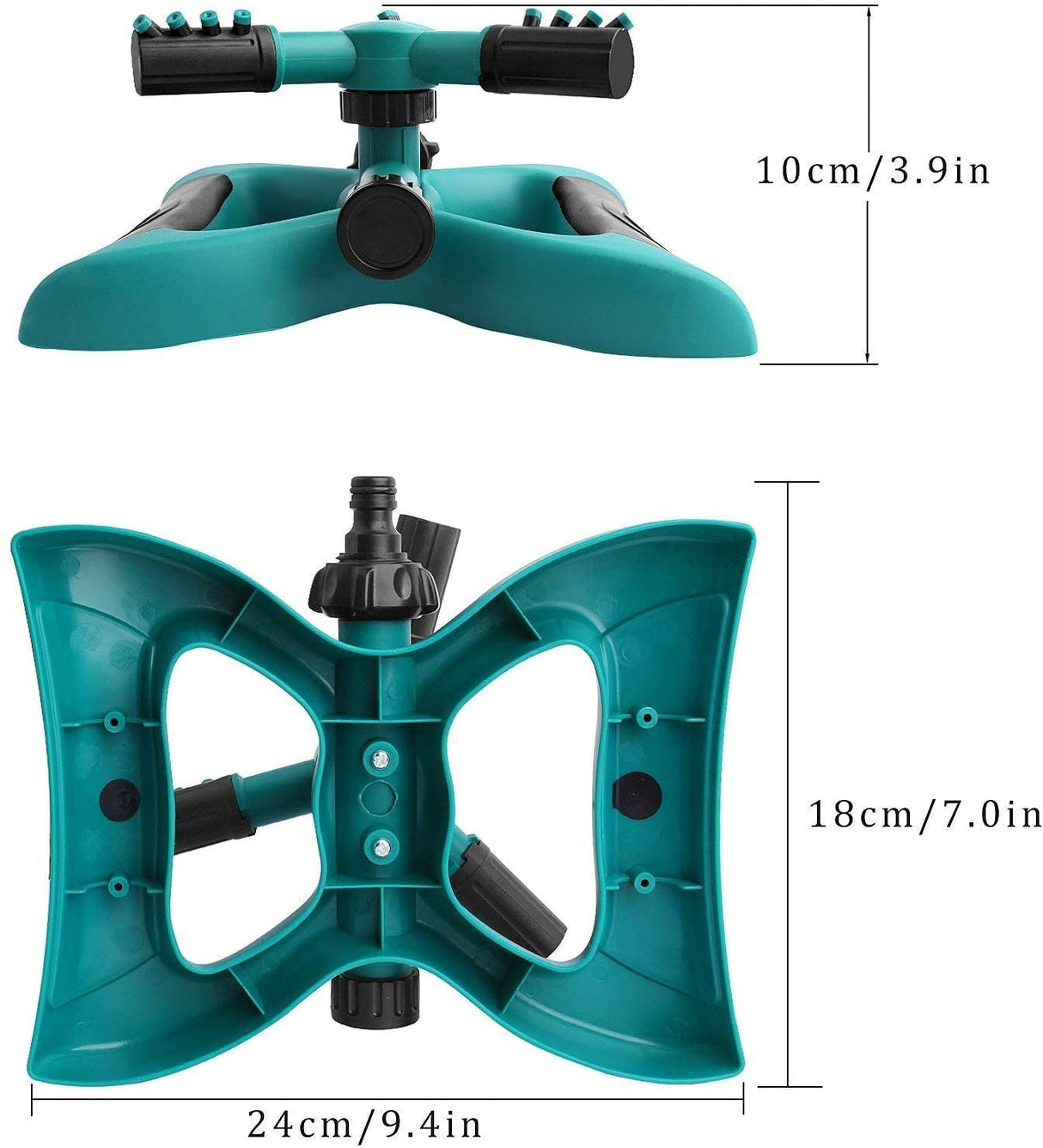 Garden Sprinkler, Automatic 360 Rotating Adjustable Garden Water Sprinklers Lawn Irrigation System Covering Large Area with Leak Free Design Durable 3 Arm Sprayer, Easy Connection