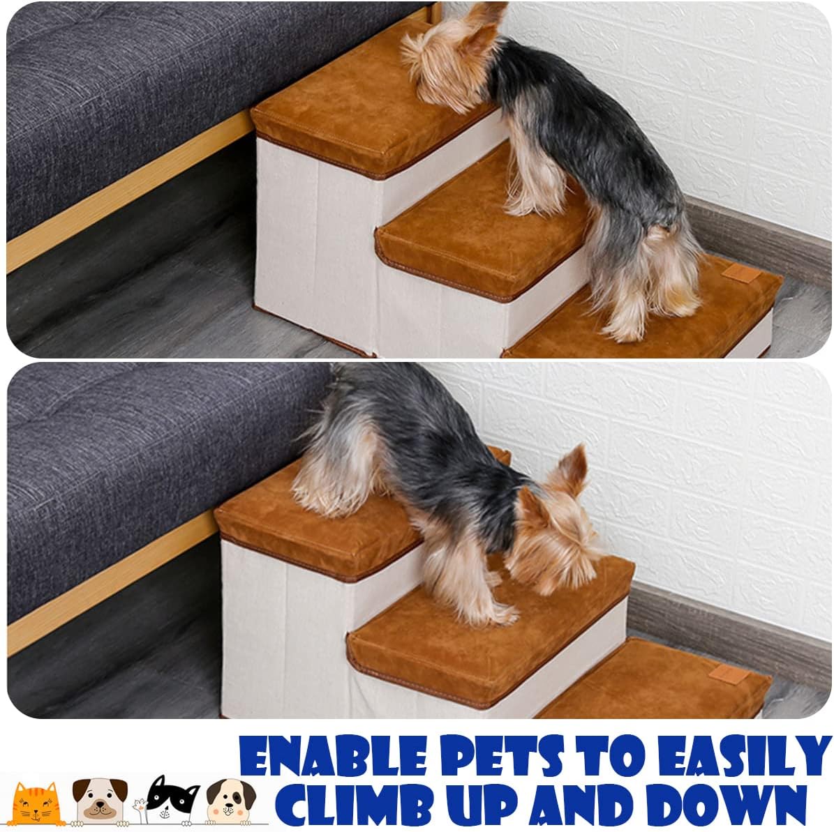 Dog Stairs for Small Dog, Dog Steps for High Beds, Pet Steps for Couch Sofa Under 60 Pounds