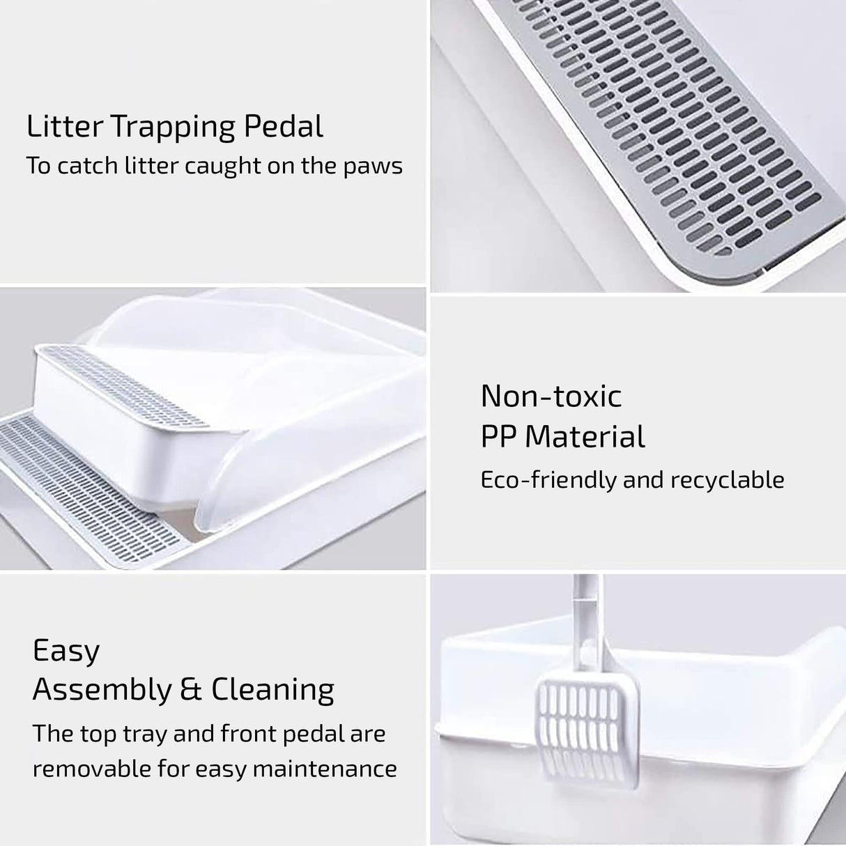 Cat Litter Tray with Free Scoop Easy Installation Suitable for Large Cat