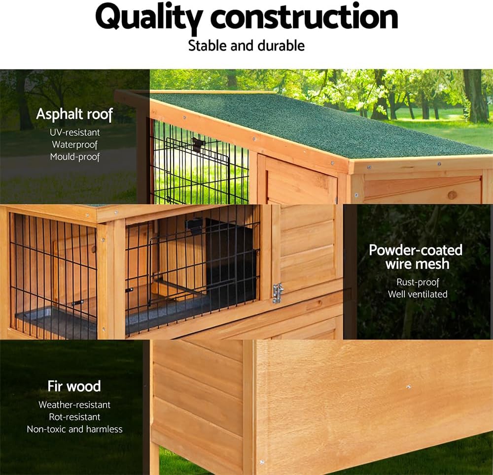 3-Level Fir-Wood Small-Animal Hutch – 91.5 × 46 × 116.5 cm