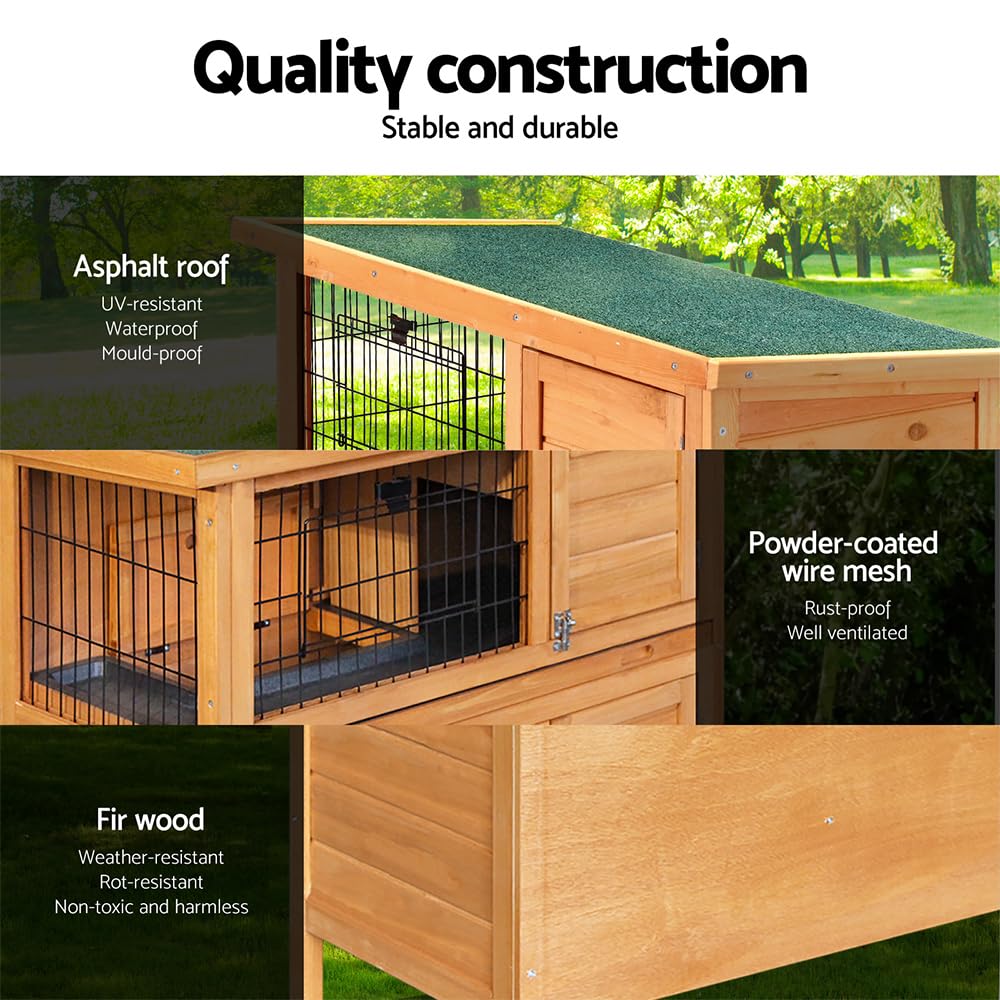 3-Level Fir-Wood Small-Animal Hutch – 91.5 × 46 × 116.5 cm