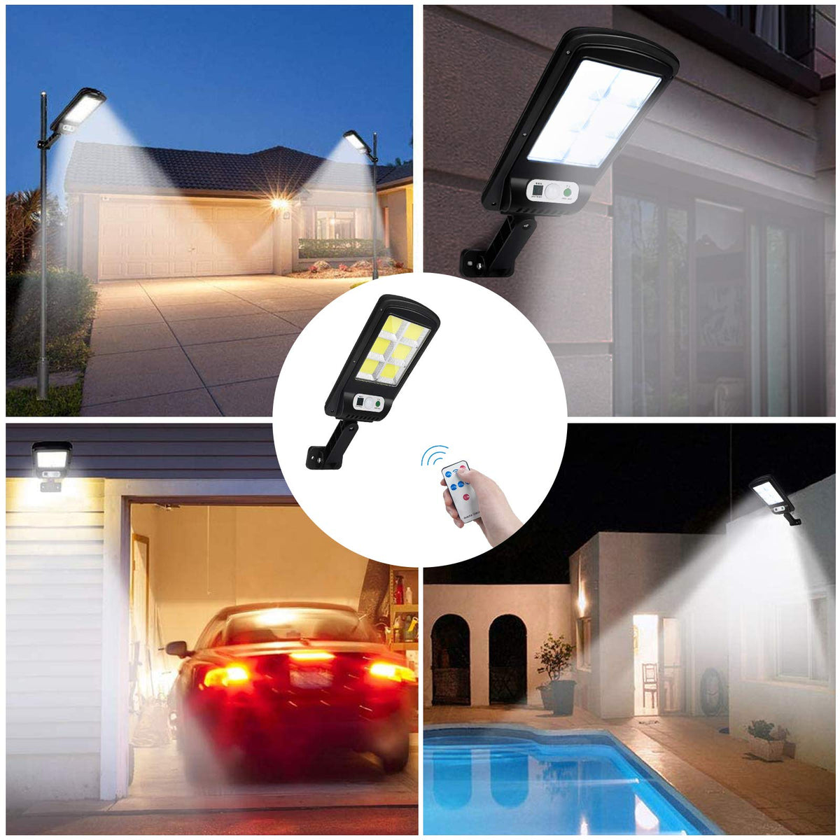 2-Pack 120-LED Solar Security Lights with Remote